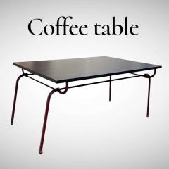 Jacques Adnet 1950s Stitched leather coffee table by Jacques Adnet - 4771672