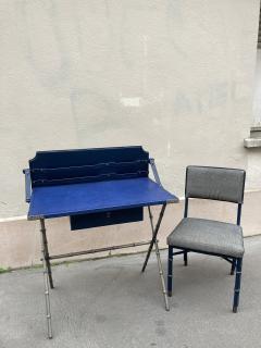 Jacques Adnet 1950s Stitched leather desk and chair by Jacques Adnet - 3894153