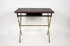 Jacques Adnet 1950s Stitched leather desk and stools By Jacques Adnet - 3025514