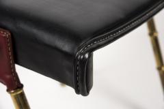 Jacques Adnet 1950s Stitched leather desk and stools By Jacques Adnet - 3025519