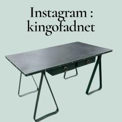 Jacques Adnet 1950s Stitched leather desk by Jacques Adnet - 4362920