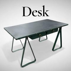 Jacques Adnet 1950s Stitched leather desk by Jacques Adnet - 4362922
