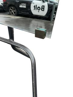 Jacques Adnet 1950s Stitched leather dressing mirror by Jacques Adnet - 4494104