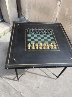 Jacques Adnet 1950s Stitched leather game table by Jacques Adnet - 3671987