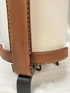 Jacques Adnet 1950s Stitched leather lamp by Jacques Adnet - 3881699