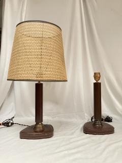 Jacques Adnet 1950s Stitched leather lamp in the style of Jacques Adnet - 4123133