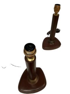 Jacques Adnet 1950s Stitched leather lamp in the style of Jacques Adnet - 4123138