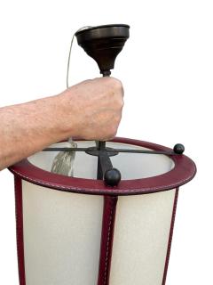 Jacques Adnet 1950s Stitched leather lantern by Jacques Adnet - 4118633