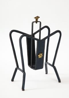 Jacques Adnet 1950s Stitched leather magazine rack by Jacques Adnet - 2900751