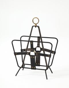 Jacques Adnet 1950s Stitched leather magazine rack by Jacques Adnet - 2900757