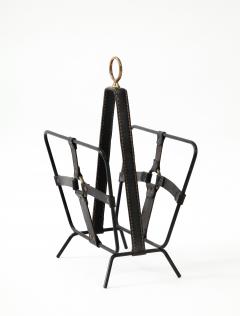 Jacques Adnet 1950s Stitched leather magazine rack by Jacques Adnet - 2900759