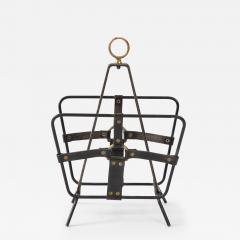 Jacques Adnet 1950s Stitched leather magazine rack by Jacques Adnet - 2901993