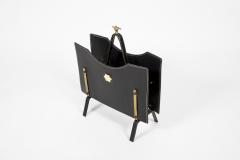 Jacques Adnet 1950s Stitched leather magazine rack by Jacques Adnet - 3025654