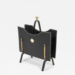 Jacques Adnet 1950s Stitched leather magazine rack by Jacques Adnet - 3034325