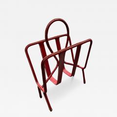 Jacques Adnet 1950s Stitched leather magazine rack by Jacques Adnet - 4475237