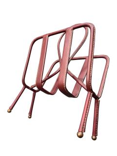 Jacques Adnet 1950s Stitched leather magazine rack by Jacques Adnet - 4589007