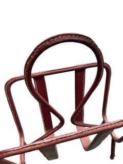 Jacques Adnet 1950s Stitched leather magazine rack by Jacques Adnet - 4589010