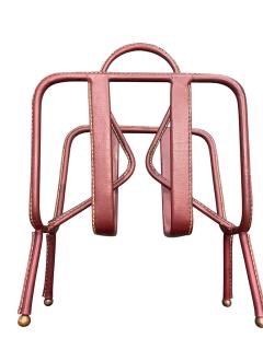 Jacques Adnet 1950s Stitched leather magazine rack by Jacques Adnet - 4590252
