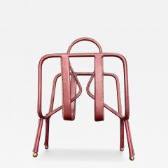 Jacques Adnet 1950s Stitched leather magazine rack by Jacques Adnet - 4590266