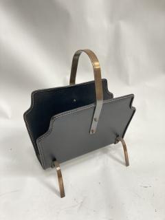Jacques Adnet 1950s Stitched leather magazines rack by Jacques Adnet - 3248525