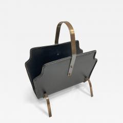Jacques Adnet 1950s Stitched leather magazines rack by Jacques Adnet - 3251476