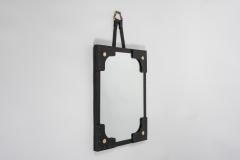 Jacques Adnet 1950s Stitched leather mirror by Jacques Adnet - 2948158
