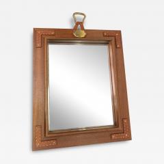 Jacques Adnet 1950s Stitched leather mirror by Jacques Adnet - 3658329