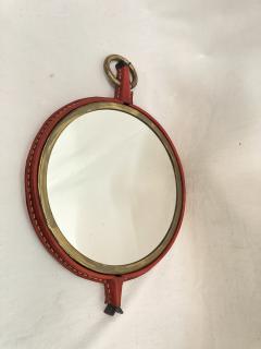 Jacques Adnet 1950s Stitched leather mirror by Jacques Adnet - 4092760
