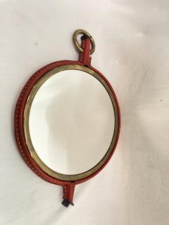 Jacques Adnet 1950s Stitched leather mirror by Jacques Adnet - 4092761