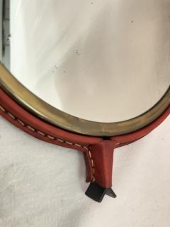 Jacques Adnet 1950s Stitched leather mirror by Jacques Adnet - 4092762