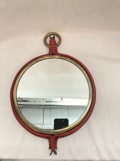 Jacques Adnet 1950s Stitched leather mirror by Jacques Adnet - 4092763