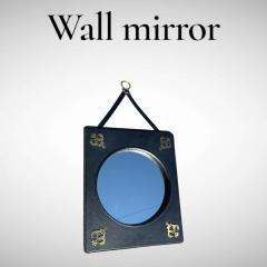 Jacques Adnet 1950s Stitched leather mirror by Jacques Adnet - 4289191