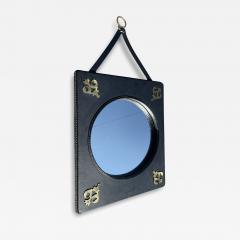 Jacques Adnet 1950s Stitched leather mirror by Jacques Adnet - 4289408