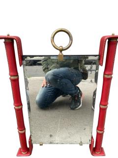 Jacques Adnet 1950s Stitched leather mirror by Jacques Adnet - 4363071