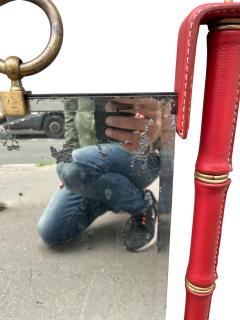 Jacques Adnet 1950s Stitched leather mirror by Jacques Adnet - 4363075