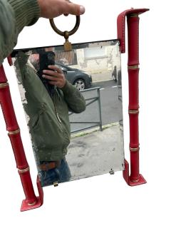 Jacques Adnet 1950s Stitched leather mirror by Jacques Adnet - 4363076