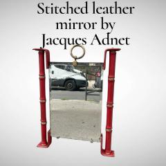 Jacques Adnet 1950s Stitched leather mirror by Jacques Adnet - 4363086