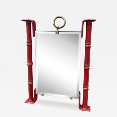 Jacques Adnet 1950s Stitched leather mirror by Jacques Adnet - 4363396