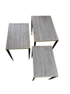 Jacques Adnet 1950s Stitched leather nesting tables by Jacques Adnet - 4123217