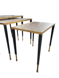 Jacques Adnet 1950s Stitched leather nesting tables by Jacques Adnet - 4123221