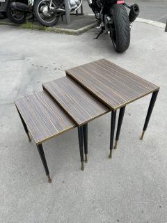 Jacques Adnet 1950s Stitched leather nesting tables by Jacques Adnet - 4123222