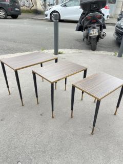 Jacques Adnet 1950s Stitched leather nesting tables by Jacques Adnet - 4123223