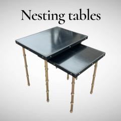 Jacques Adnet 1950s Stitched leather nesting tables by Jacques Adnet - 4397496