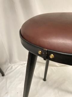 Jacques Adnet 1950s Stitched leather pair of stools By Jacques Adnet - 3866446