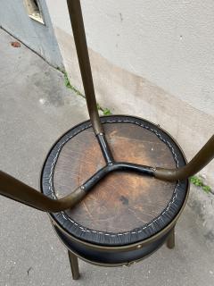 Jacques Adnet 1950s Stitched leather pair of stools by Jacques Adnet - 3947703