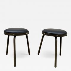 Jacques Adnet 1950s Stitched leather pair of stools by Jacques Adnet - 3949041