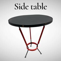 Jacques Adnet 1950s Stitched leather side table by Jacques Adnet - 4397676