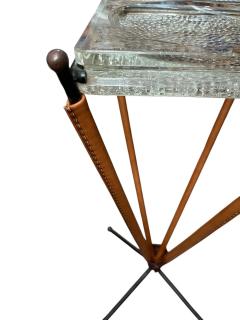 Jacques Adnet 1950s Stitched leather side table by Jacques Adnet - 4575011