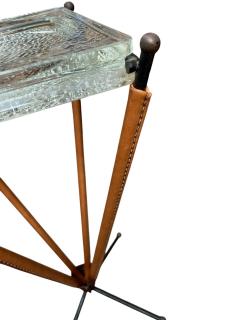 Jacques Adnet 1950s Stitched leather side table by Jacques Adnet - 4575012