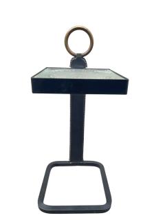 Jacques Adnet 1950s Stitched leather side table or vide poche by Jacques Adnet - 4381545